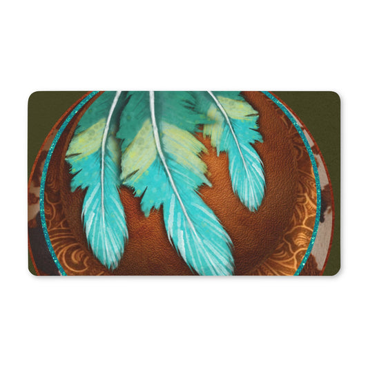 Turquoise Feather Dreamcatcher Doormat | Polyester Welcome Mat