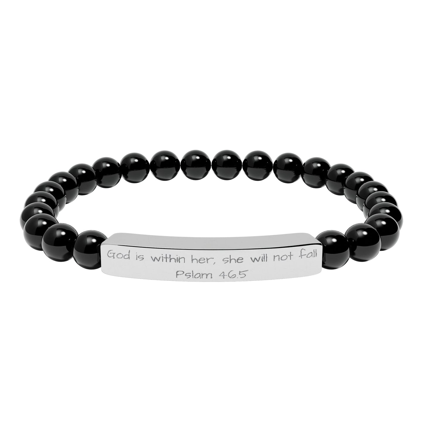 Engravable Natural Stone Stretch Bar Bracelet — Personalized Beaded Bracelet