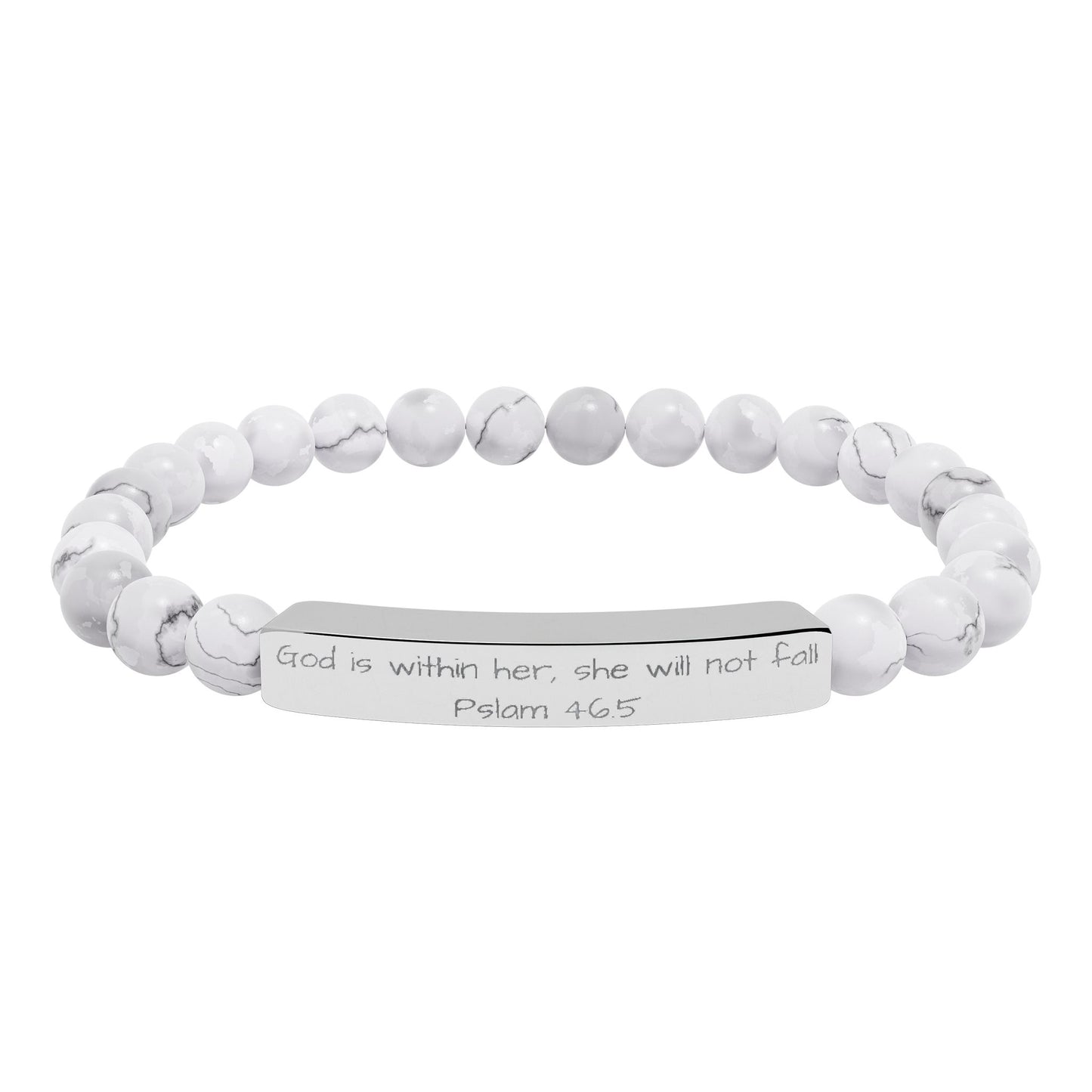 Engravable Natural Stone Stretch Bar Bracelet — Personalized Beaded Bracelet