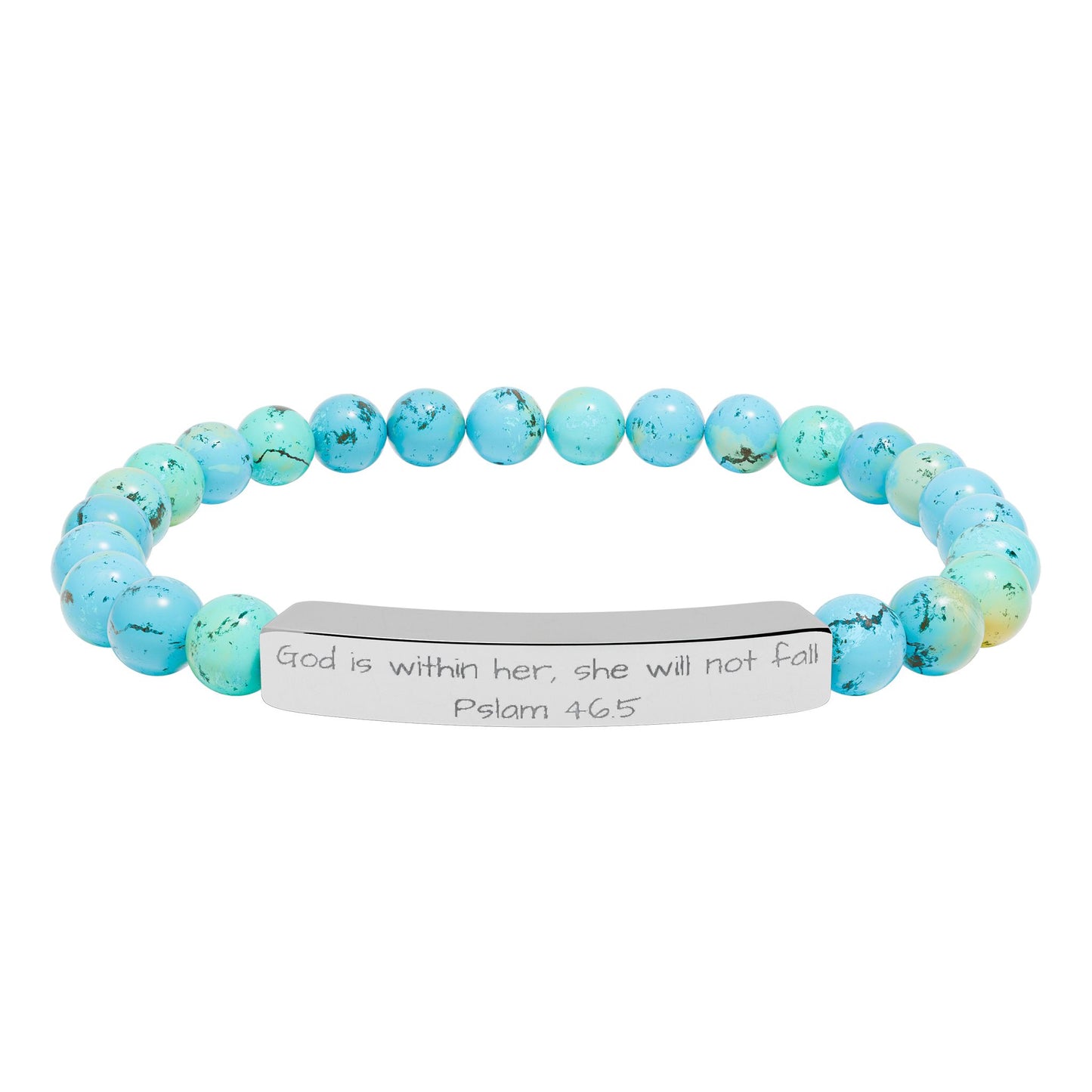 Engravable Natural Stone Stretch Bar Bracelet — Personalized Beaded Bracelet