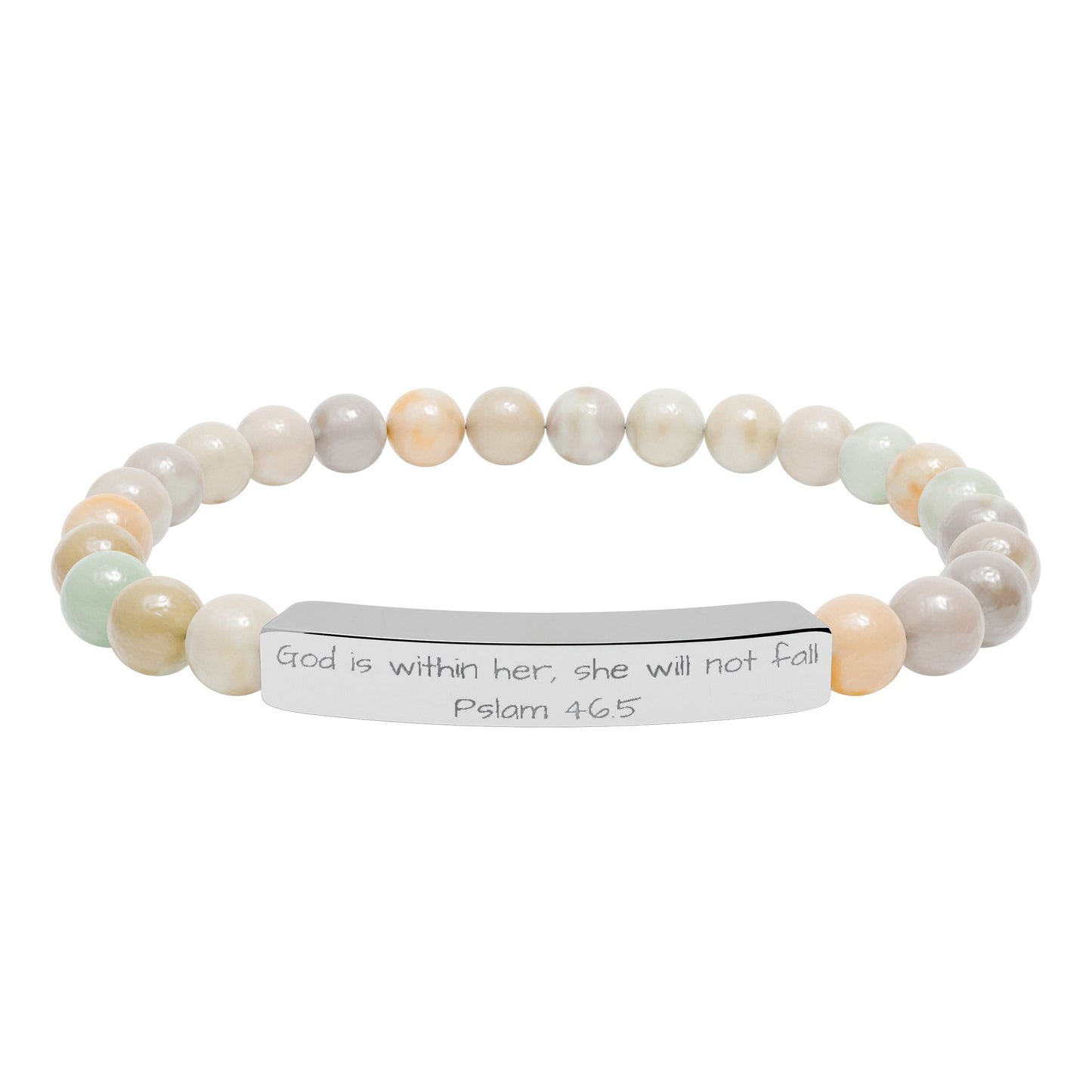 Engravable Natural Stone Stretch Bar Bracelet — Personalized Beaded Bracelet