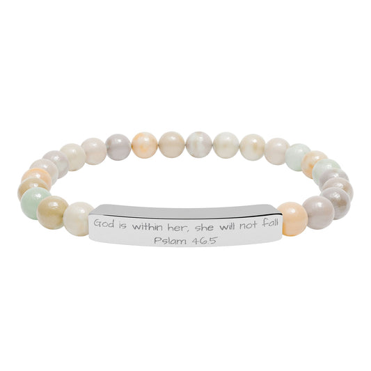 Engravable Natural Stone Stretch Bar Bracelet — Personalized Beaded Bracelet