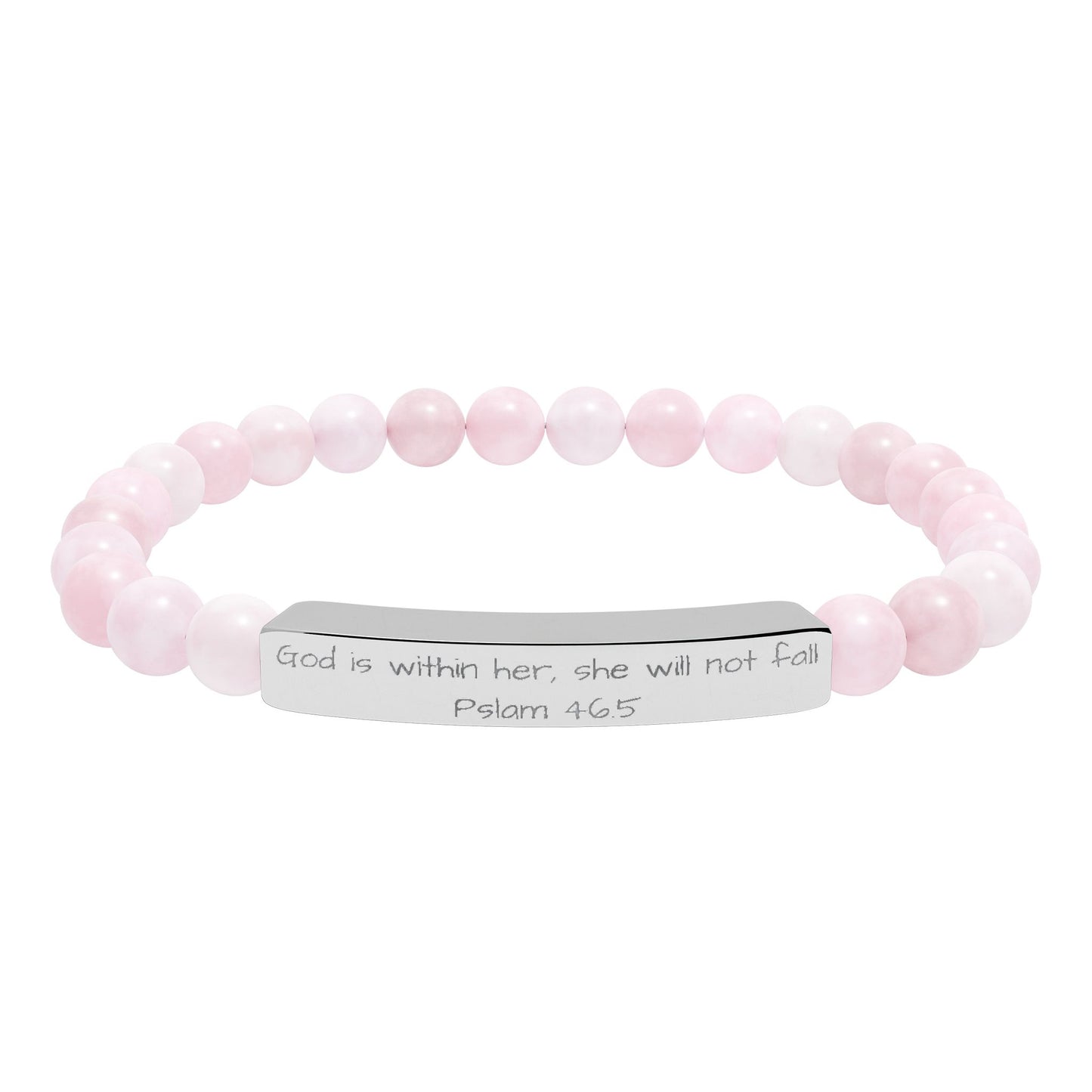 Engravable Natural Stone Stretch Bar Bracelet — Personalized Beaded Bracelet