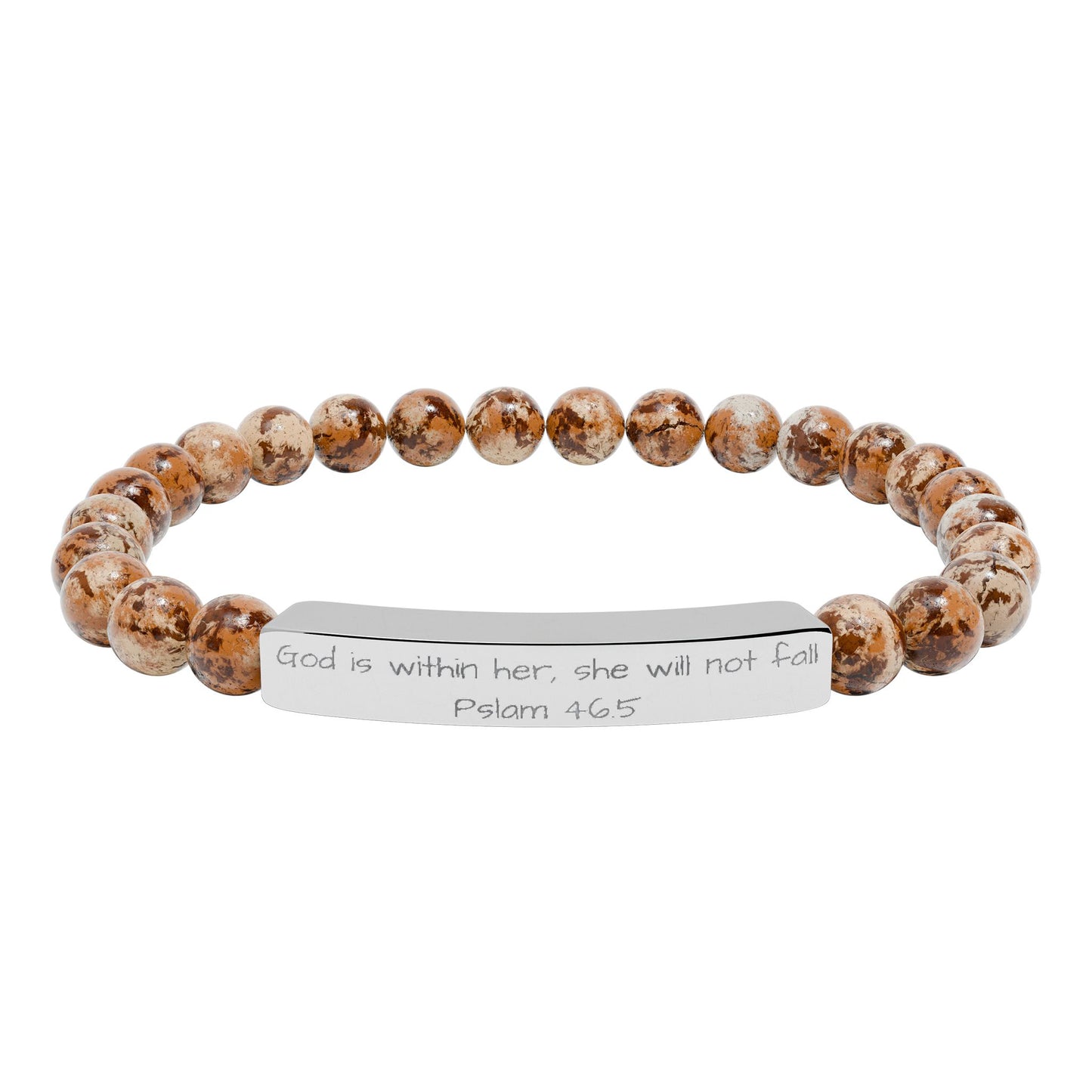 Engravable Natural Stone Stretch Bar Bracelet — Personalized Beaded Bracelet